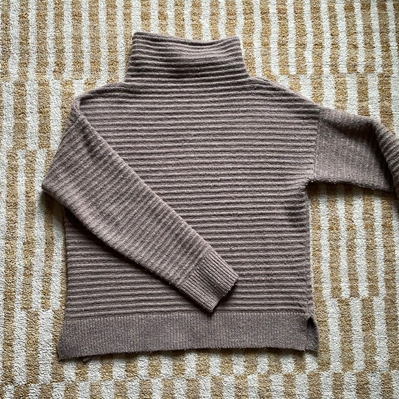 Madewell Cozy Textured Sweater Mock Neck Brown Turtleneck Boxy XS - Picture 2 of 6